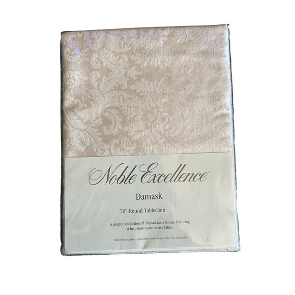 Noble Excellence Damask 70" Round Tablecloth Satin Wave Fabric elegant - Picture 1 of 2